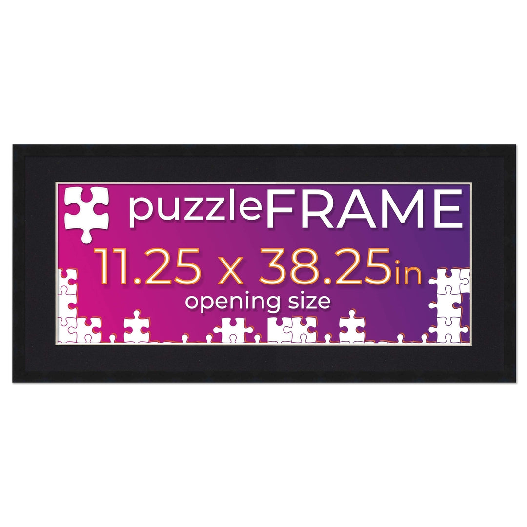 Black Wood Puzzle Frame Kit with Glue Sheets, Black Mat, Backing, UV Acrylic - Available in 20 Popular Sizes Image 2