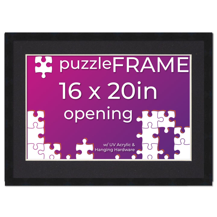 Black Wood Puzzle Frame Kit with Glue Sheets, Black Mat, Backing, UV Acrylic - Available in 20 Popular Sizes Image 4