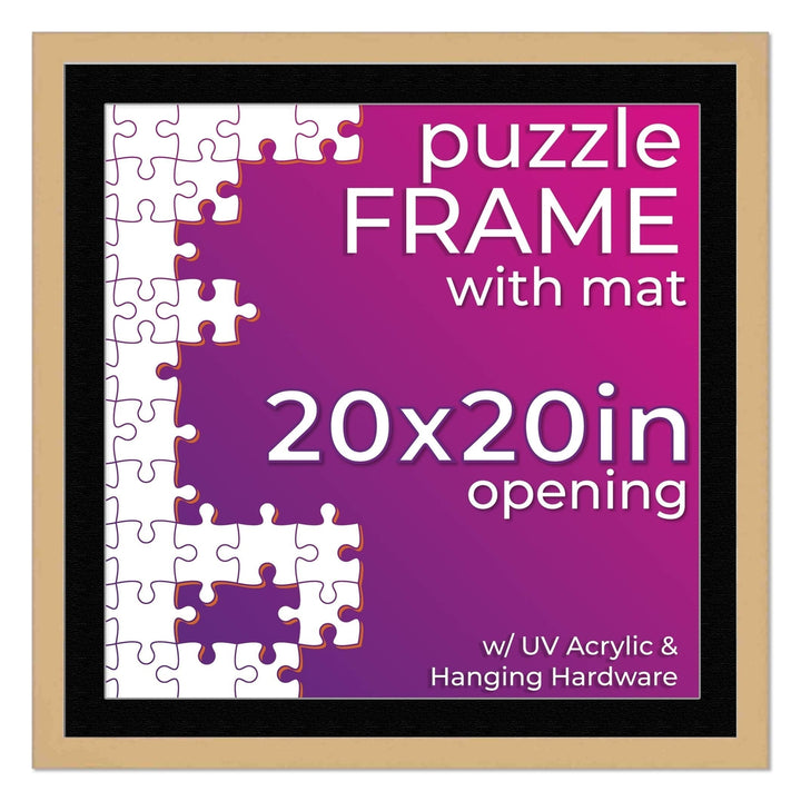 Natural Wood Puzzle Frame Kit with Glue Sheets, Black Mat, Backing, UV Acrylic - Available in 20 Popular Sizes Image 11