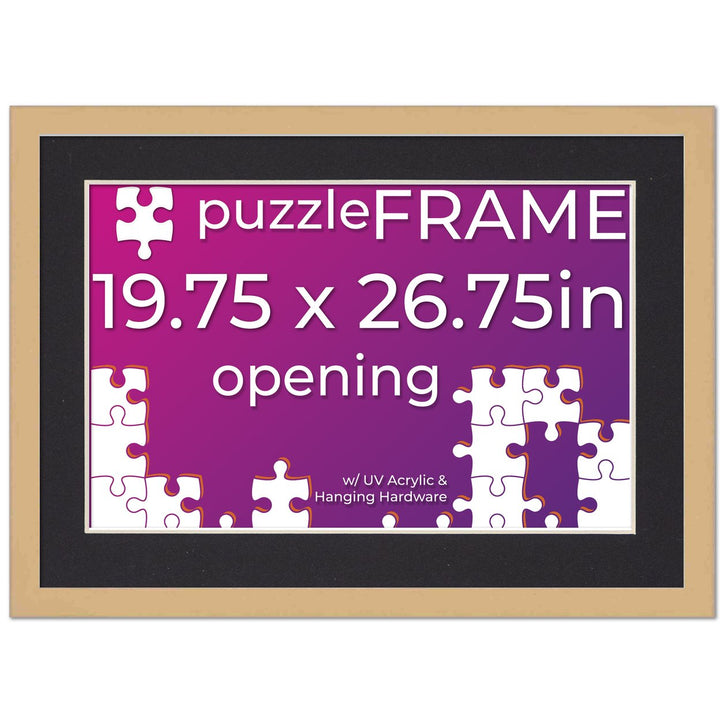 Natural Wood Puzzle Frame Kit with Glue Sheets, Black Mat, Backing, UV Acrylic - Available in 20 Popular Sizes Image 12