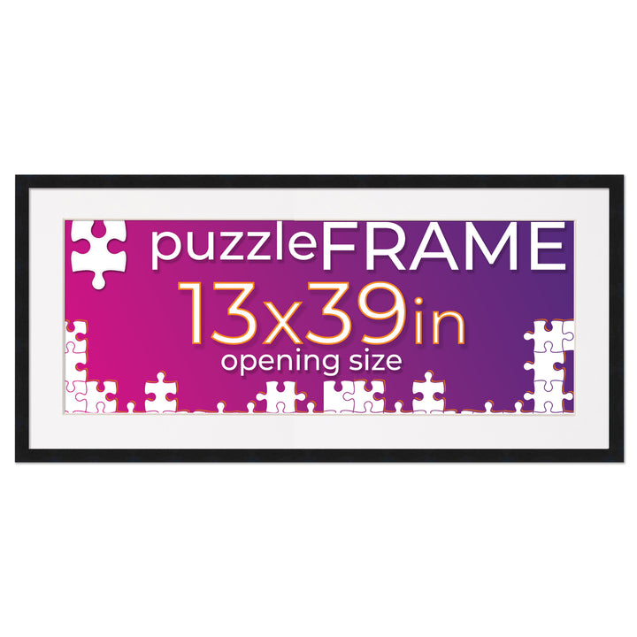 Black Wood Puzzle Frame Kit with Glue Sheets, White Mat, Backing, UV Acrylic - Available in 20 Popular Sizes Image 4