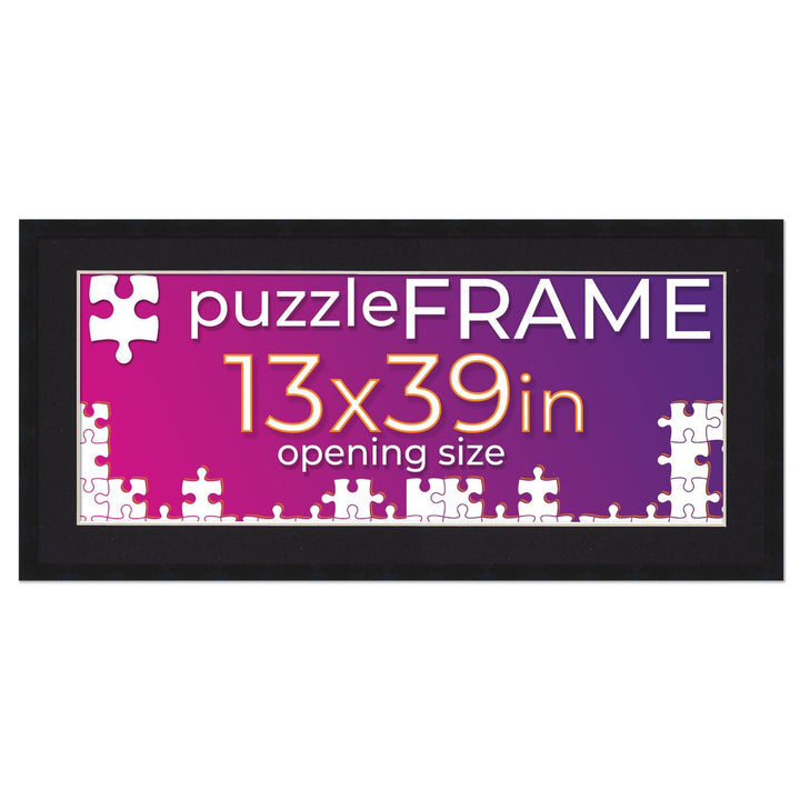 Black Wood Puzzle Frame Kit with Glue Sheets, Black Mat, Backing, UV Acrylic - Available in 20 Popular Sizes Image 1