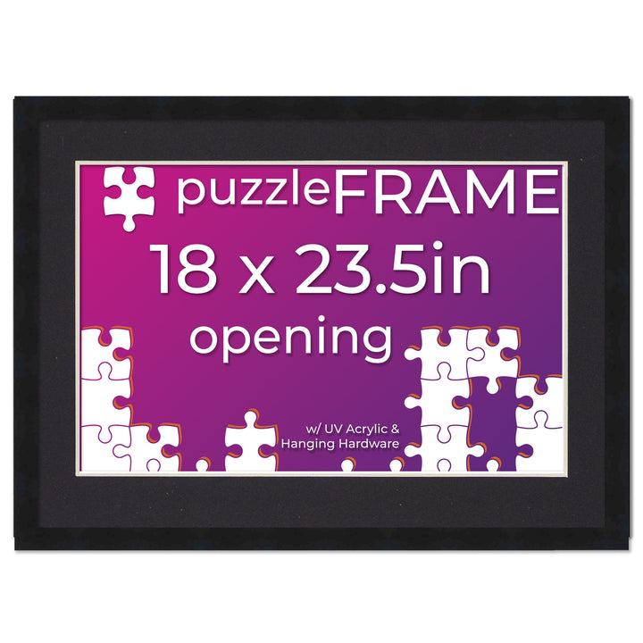 Black Wood Puzzle Frame Kit with Glue Sheets, Black Mat, Backing, UV Acrylic - Available in 20 Popular Sizes Image 6