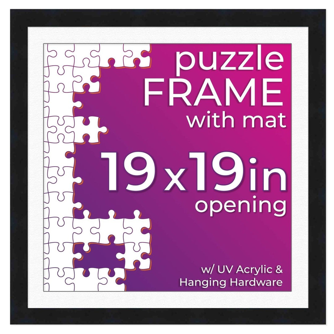 Black Wood Puzzle Frame Kit with Glue Sheets, White Mat, Backing, UV Acrylic - Available in 20 Popular Sizes Image 8