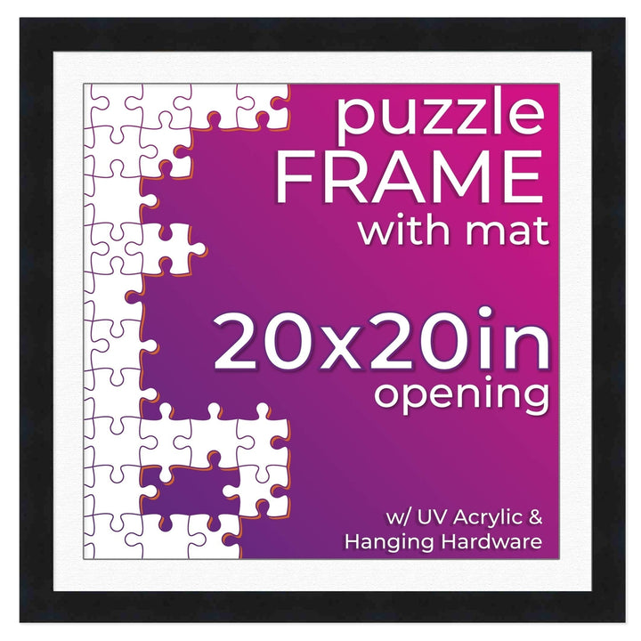 Black Wood Puzzle Frame Kit with Glue Sheets, White Mat, Backing, UV Acrylic - Available in 20 Popular Sizes Image 11