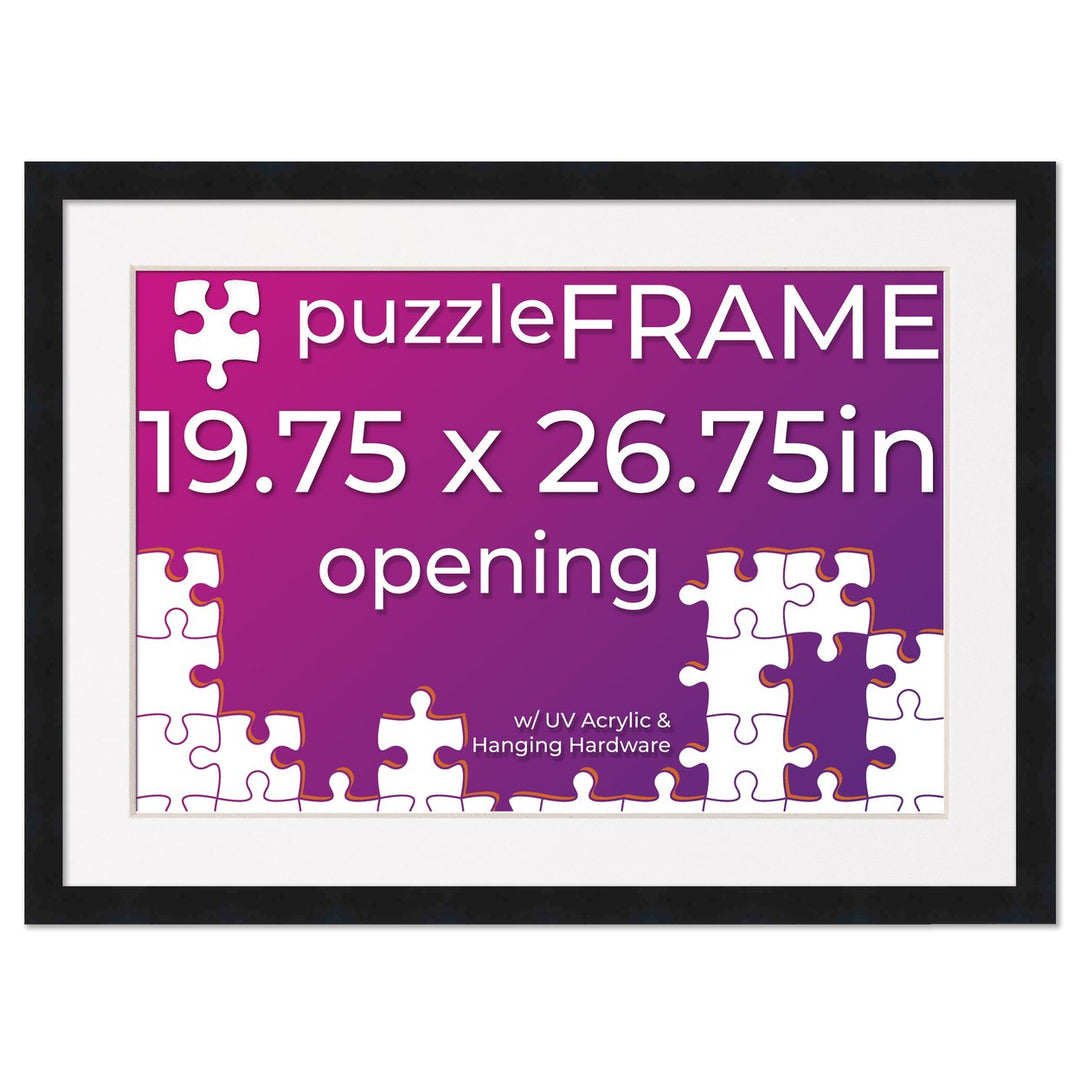 Black Wood Puzzle Frame Kit with Glue Sheets, White Mat, Backing, UV Acrylic - Available in 20 Popular Sizes Image 12