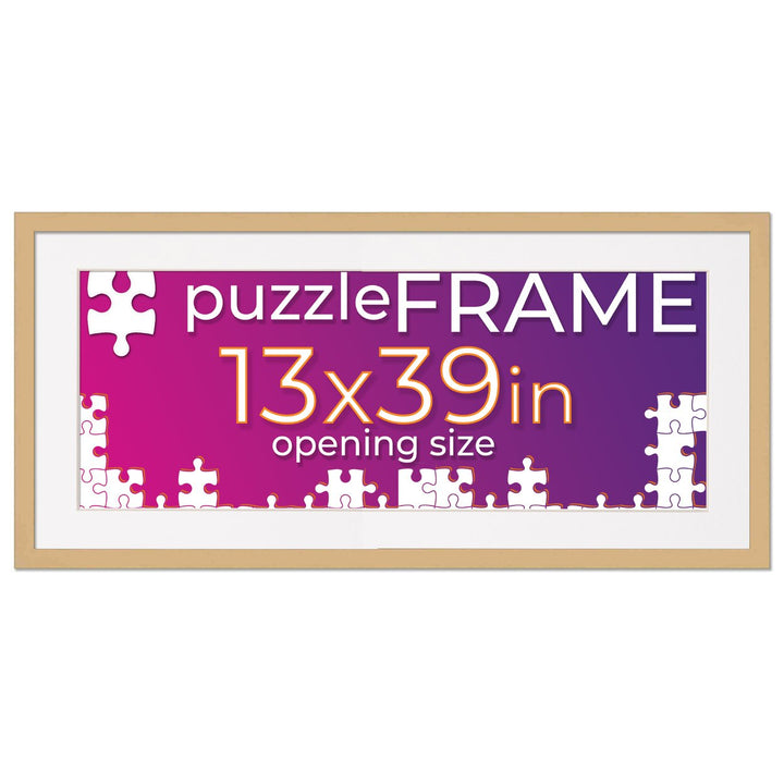 Natural Wood Puzzle Frame Kit with Glue Sheets, White Mat, Backing, UV Acrylic - Available in 20 Popular Sizes Image 4