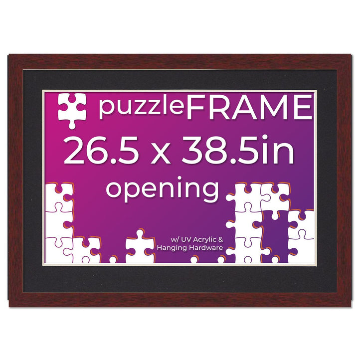 Brown Wood Puzzle Frame Kit with Glue Sheets, Black Mat, Backing, UV Acrylic - Available in 20 Popular Sizes Image 5