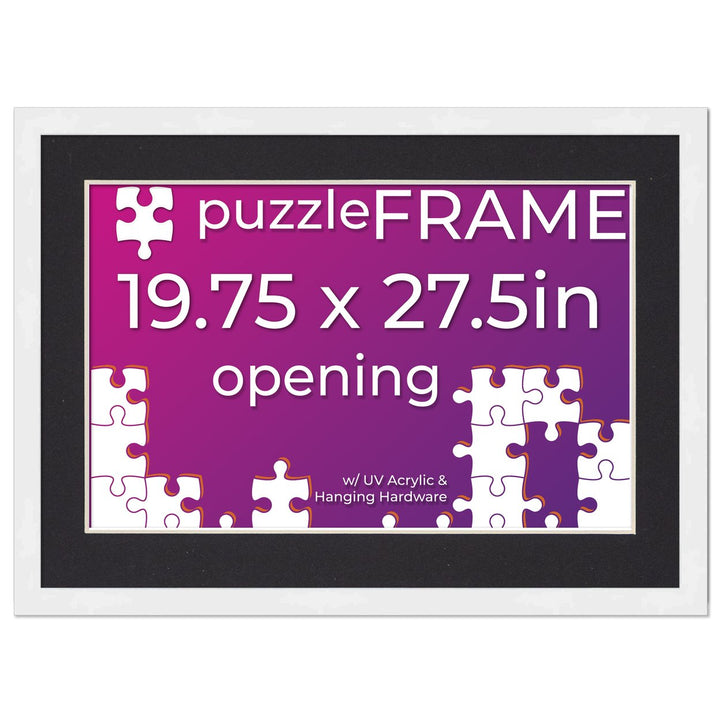 White Wood Puzzle Frame Kit with Glue Sheets, Black Mat, Backing, UV Acrylic - Available in 20 Popular Sizes Image 10