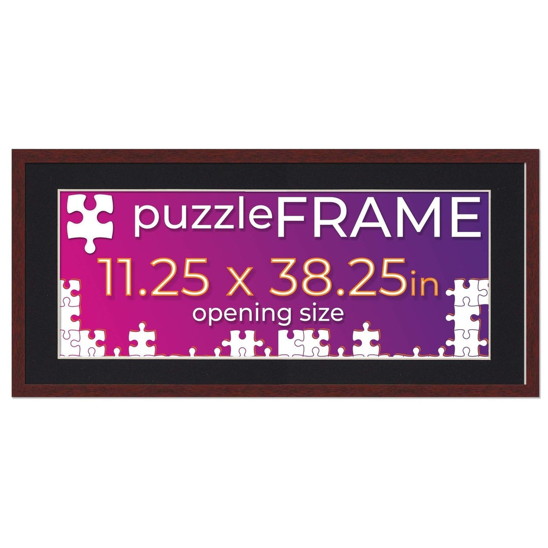 Brown Wood Puzzle Frame Kit with Glue Sheets, Black Mat, Backing, UV Acrylic - Available in 20 Popular Sizes Image 7