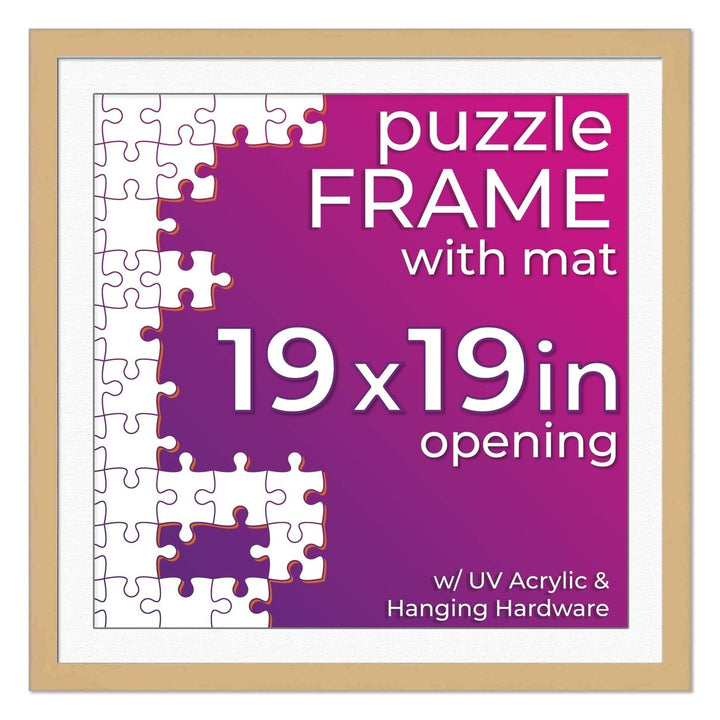 Natural Wood Puzzle Frame Kit with Glue Sheets, White Mat, Backing, UV Acrylic - Available in 20 Popular Sizes Image 8