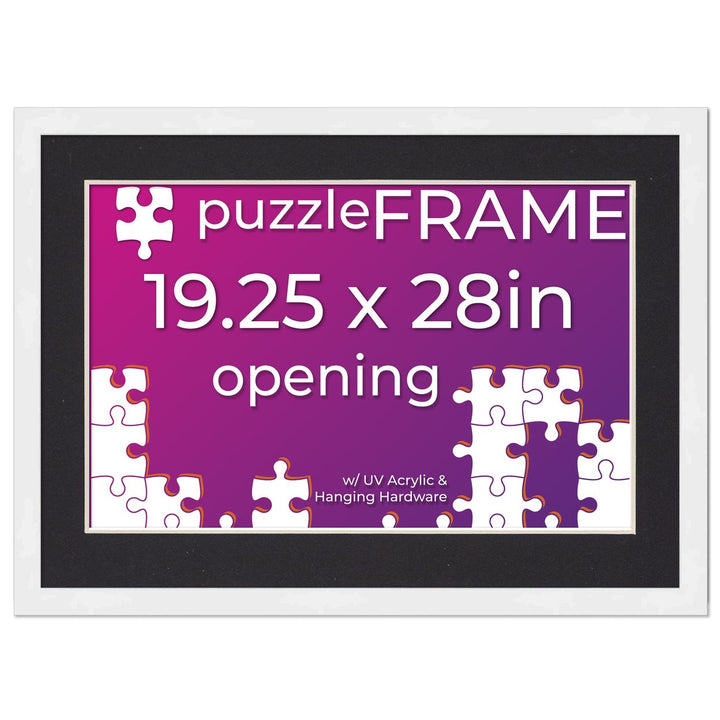 White Wood Puzzle Frame Kit with Glue Sheets, Black Mat, Backing, UV Acrylic - Available in 20 Popular Sizes Image 11