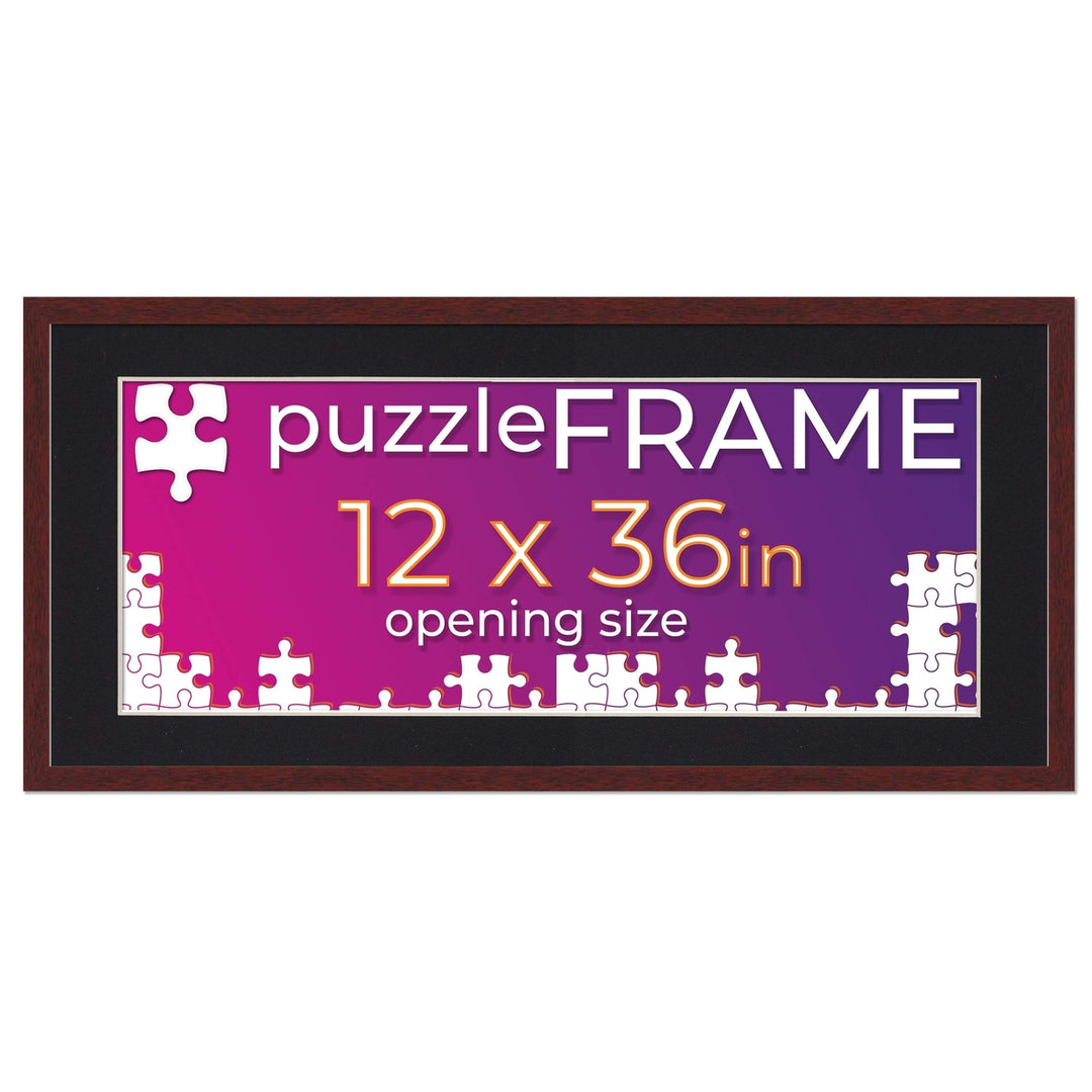 Brown Wood Puzzle Frame Kit with Glue Sheets, Black Mat, Backing, UV Acrylic - Available in 20 Popular Sizes Image 8