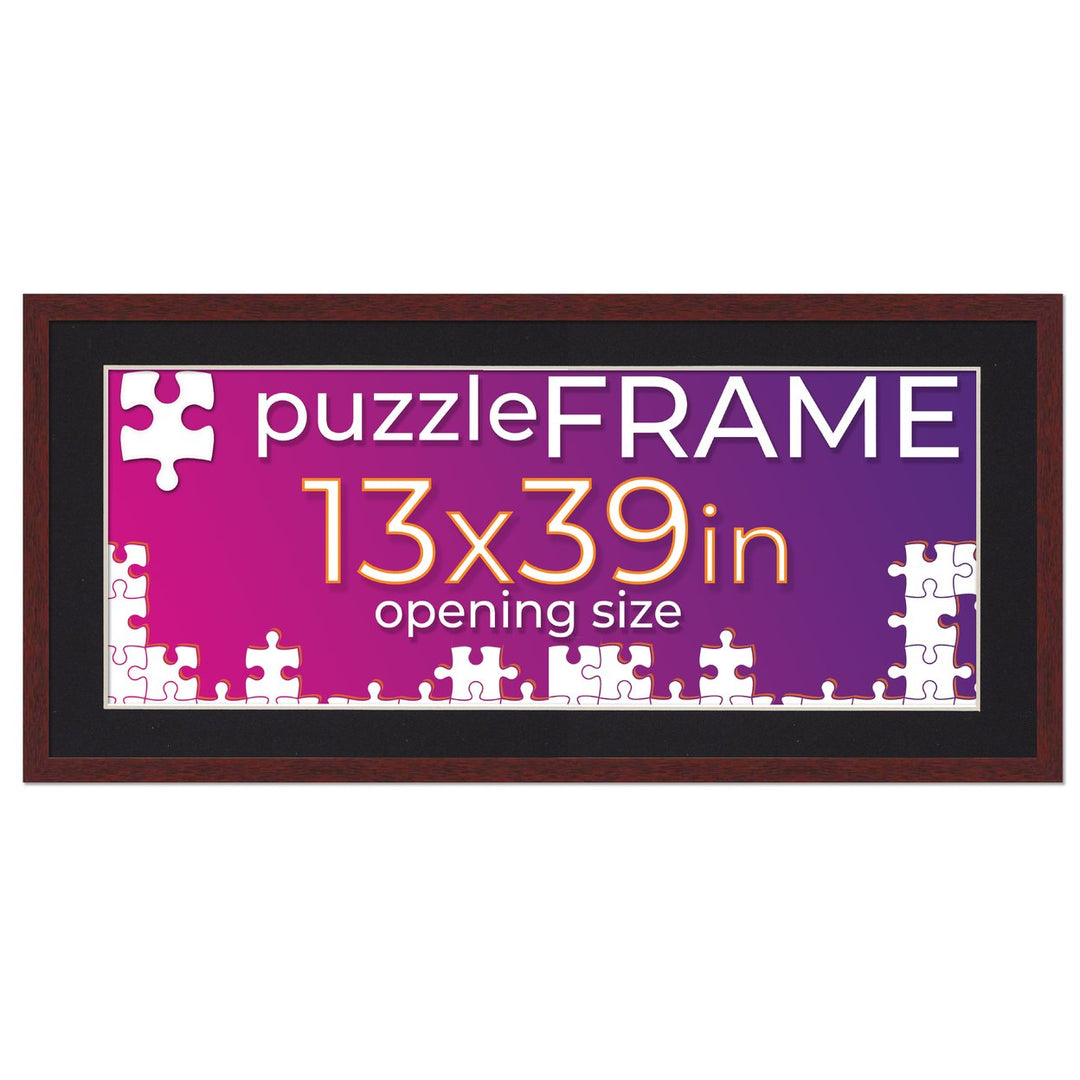 Brown Wood Puzzle Frame Kit with Glue Sheets, Black Mat, Backing, UV Acrylic - Available in 20 Popular Sizes Image 9