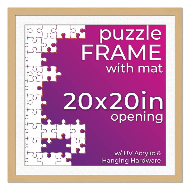 Natural Wood Puzzle Frame Kit with Glue Sheets, White Mat, Backing, UV Acrylic - Available in 20 Popular Sizes Image 10