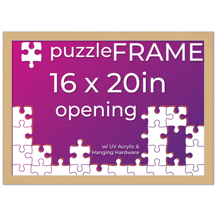 Natural Wood Puzzle Frame Kit with Glue Sheets, Backing, UV Acrylic - Available in 20 Popular Sizes Image 5