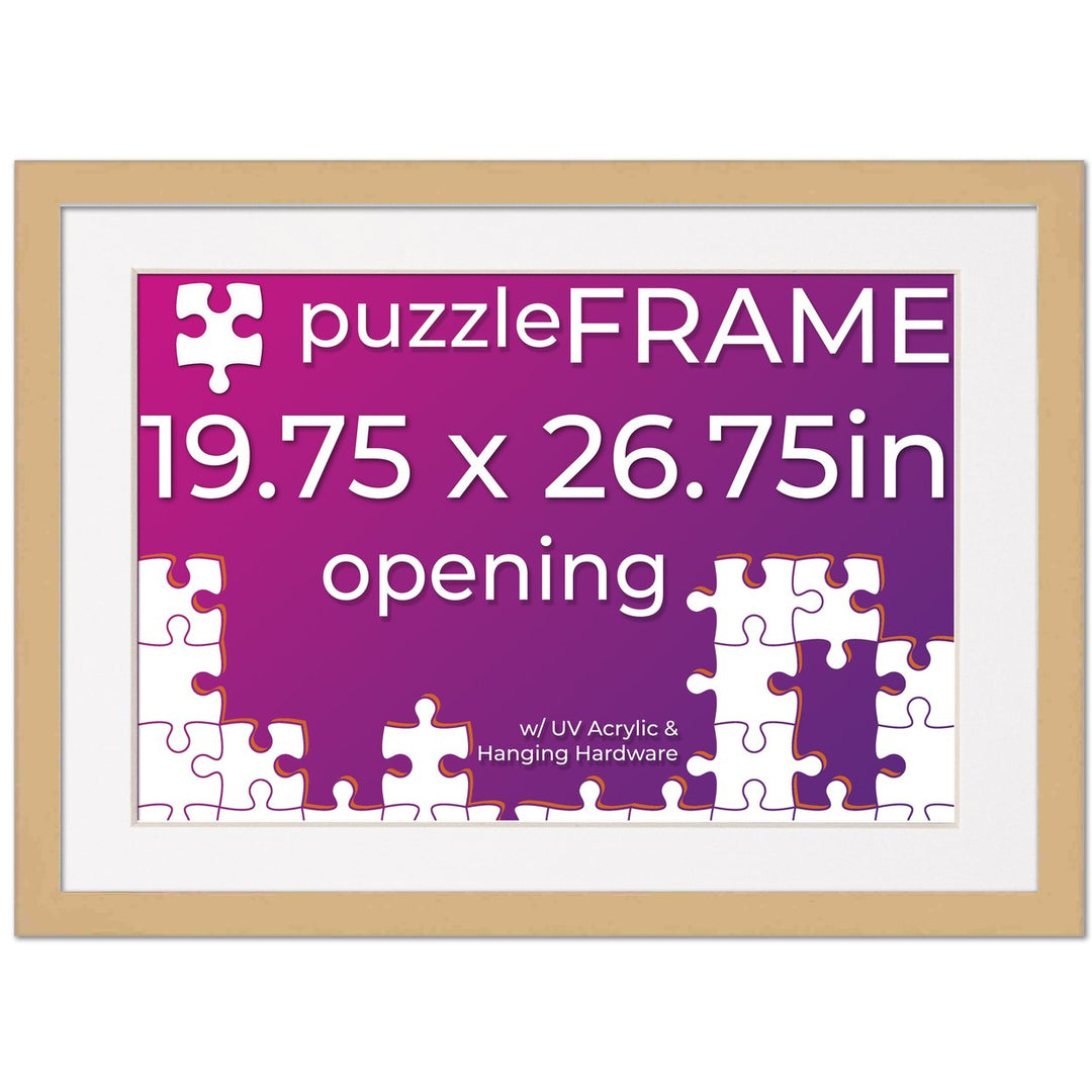 Natural Wood Puzzle Frame Kit with Glue Sheets, White Mat, Backing, UV Acrylic - Available in 20 Popular Sizes Image 12