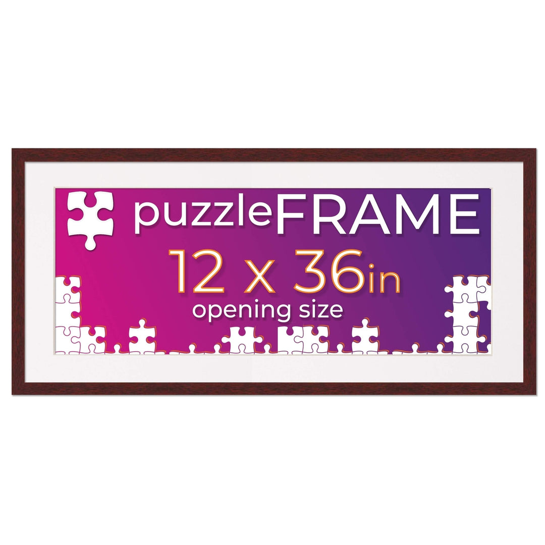 Brown Wood Puzzle Frame Kit with Glue Sheets, White Mat, Backing, UV Acrylic - Available in 20 Popular Sizes Image 3