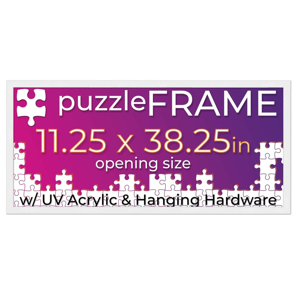 White Wood Puzzle Frame Kit with Glue Sheets, Backing, UV Acrylic - Available in 20 Popular Sizes Image 2