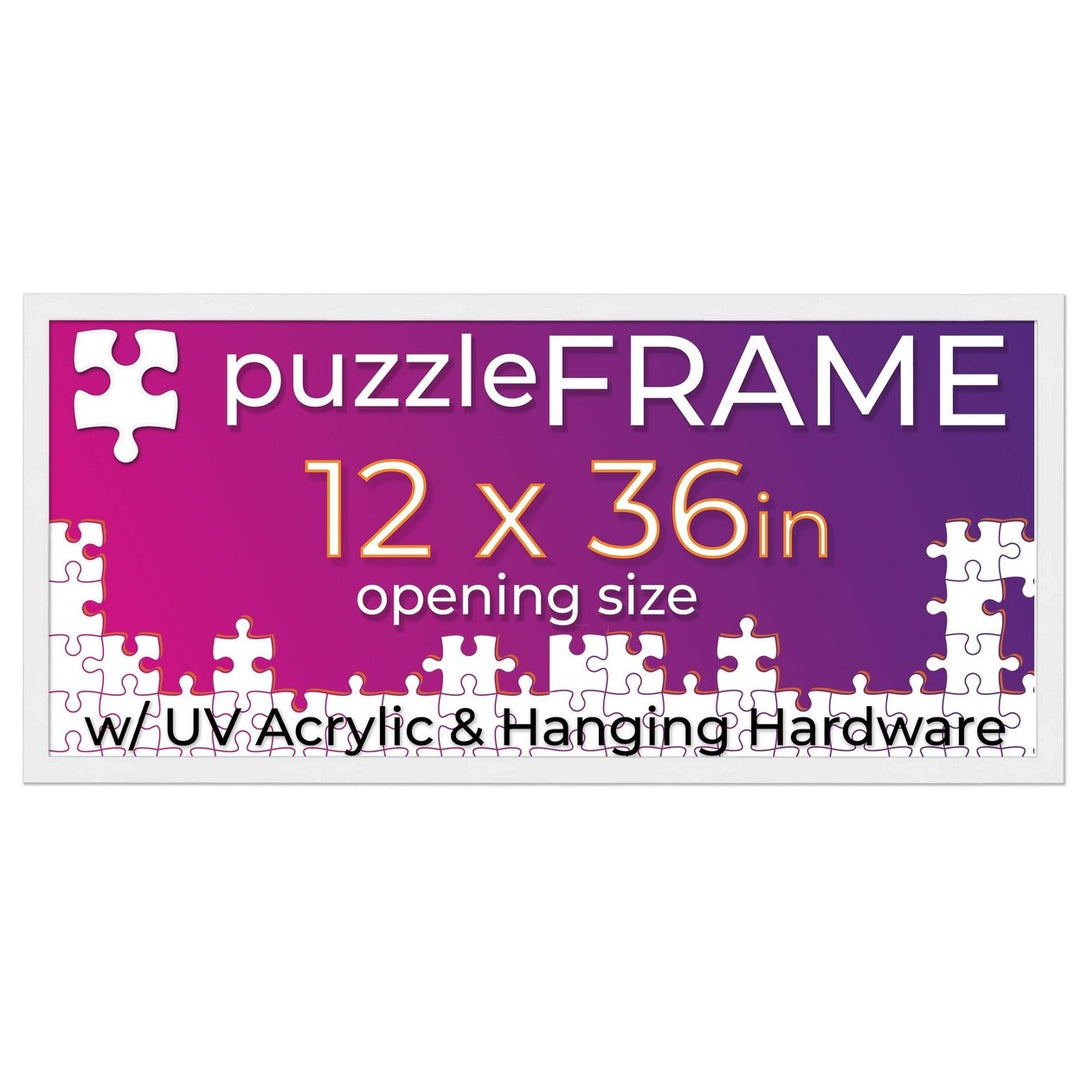 White Wood Puzzle Frame Kit with Glue Sheets, Backing, UV Acrylic - Available in 20 Popular Sizes Image 3