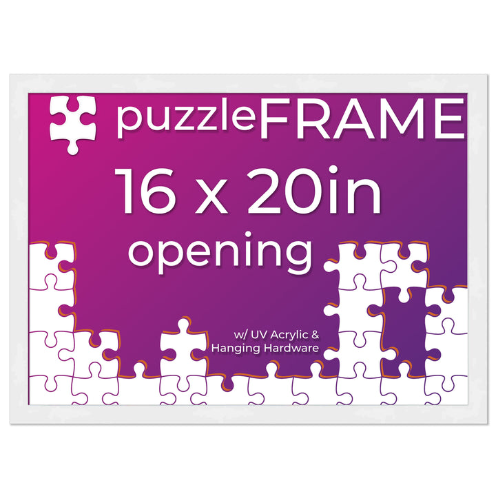 White Wood Puzzle Frame Kit with Glue Sheets, Backing, UV Acrylic - Available in 20 Popular Sizes Image 5