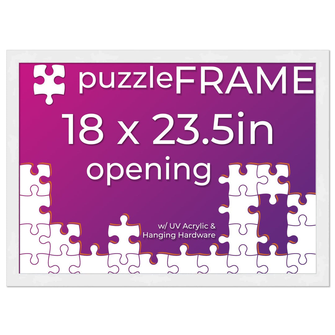 White Wood Puzzle Frame Kit with Glue Sheets, Backing, UV Acrylic - Available in 20 Popular Sizes Image 6