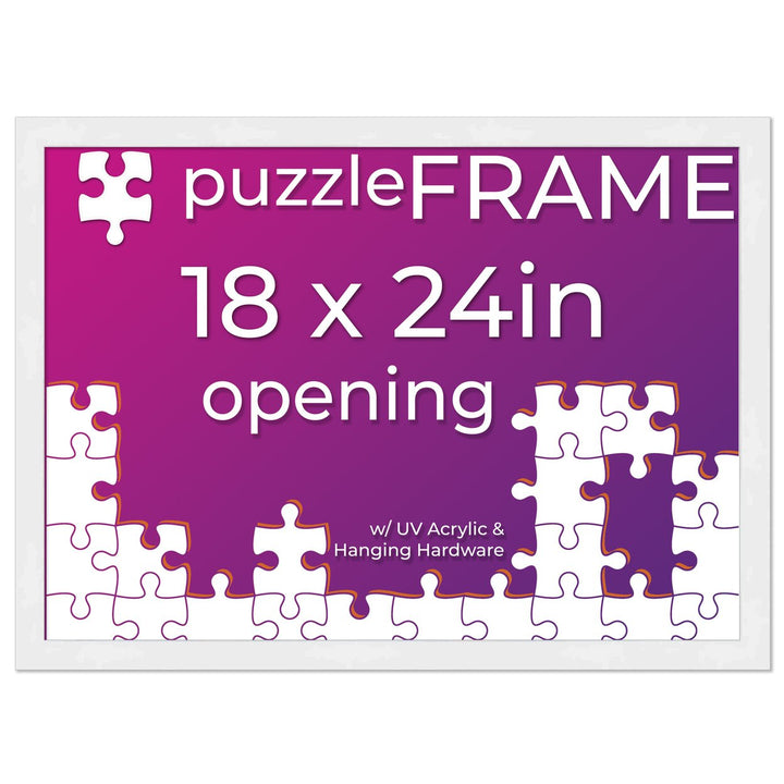 White Wood Puzzle Frame Kit with Glue Sheets, Backing, UV Acrylic - Available in 20 Popular Sizes Image 7