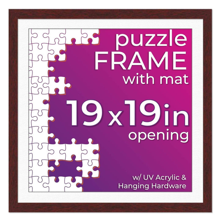 Brown Wood Puzzle Frame Kit with Glue Sheets, White Mat, Backing, UV Acrylic - Available in 20 Popular Sizes Image 8