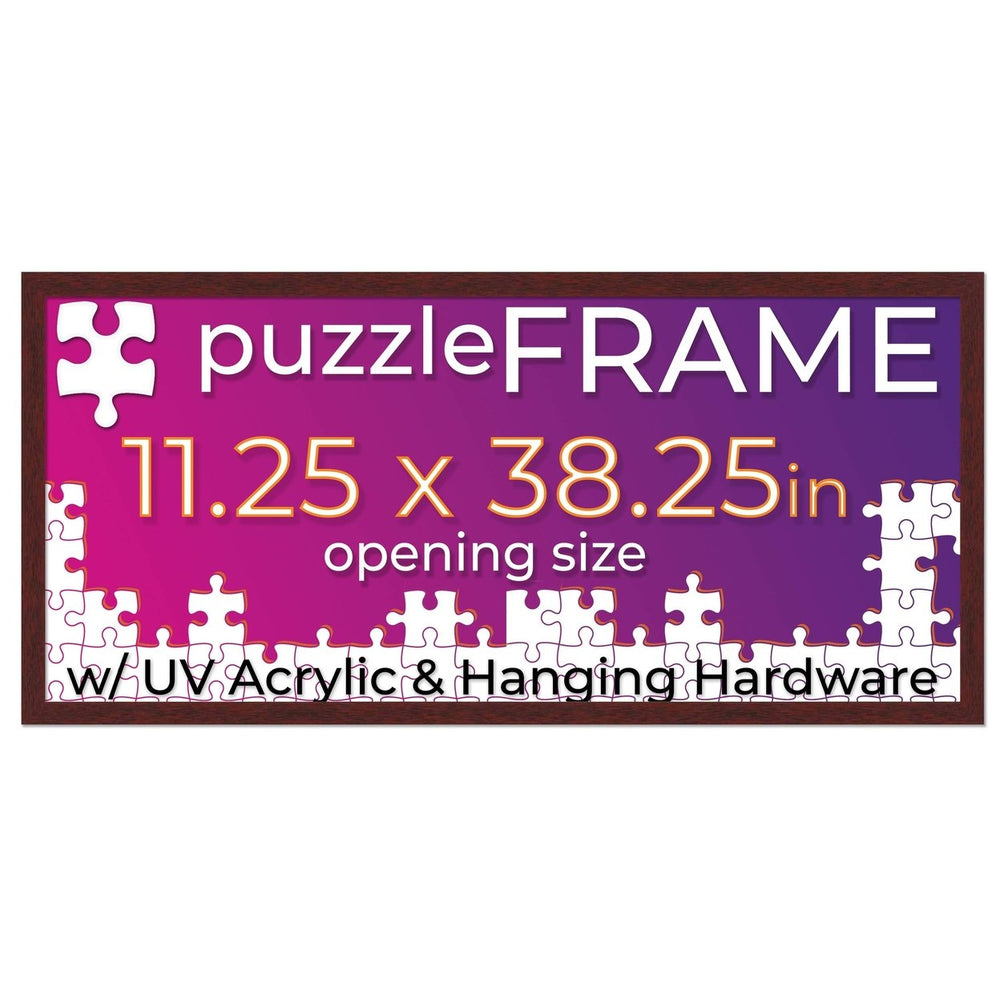 Brown Wood Puzzle Frame Kit with Glue Sheets, Backing, UV Acrylic - Available in 20 Popular Sizes Image 2