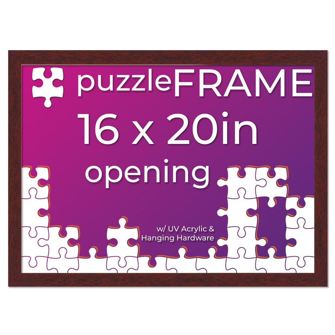 Brown Wood Puzzle Frame Kit with Glue Sheets, Backing, UV Acrylic - Available in 20 Popular Sizes Image 5