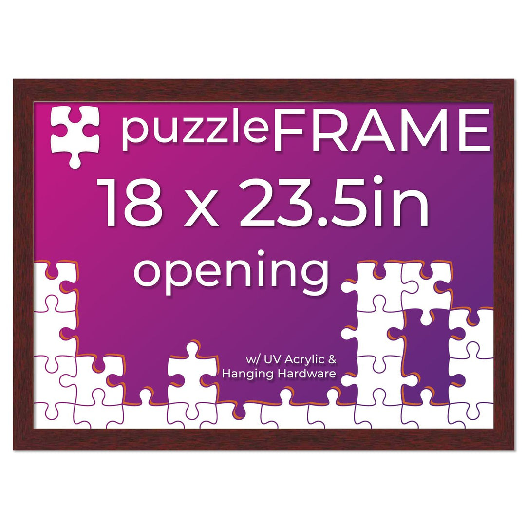 Brown Wood Puzzle Frame Kit with Glue Sheets, Backing, UV Acrylic - Available in 20 Popular Sizes Image 6