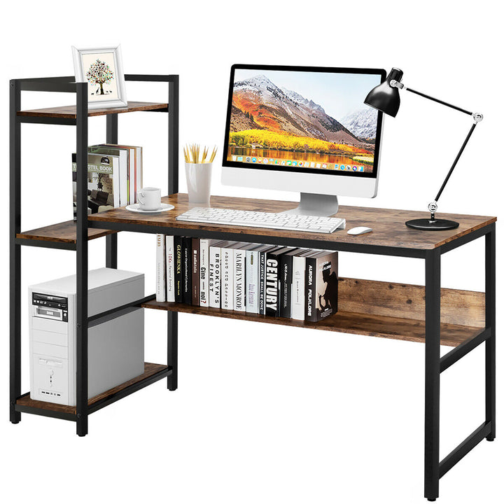 Costway Multi-Functional Computer Desk with 4-tier Storage shelves Image 4