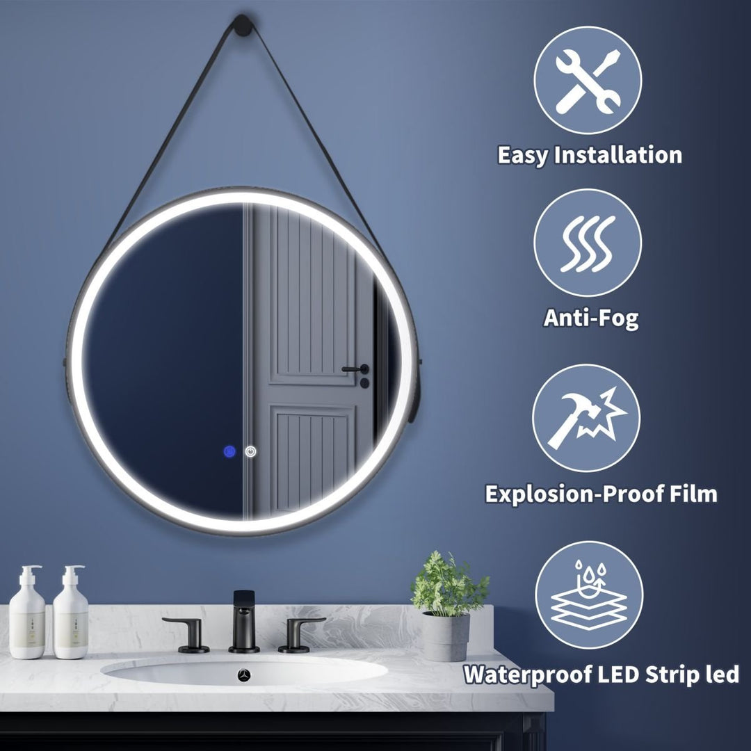 ES-DIY 24X32 LED Bathroom Mirror with Lights,Anti-Fog,Dimmable,Tempered Glass,Lighted Bathroom Vanity Mirror for Wall Image 3