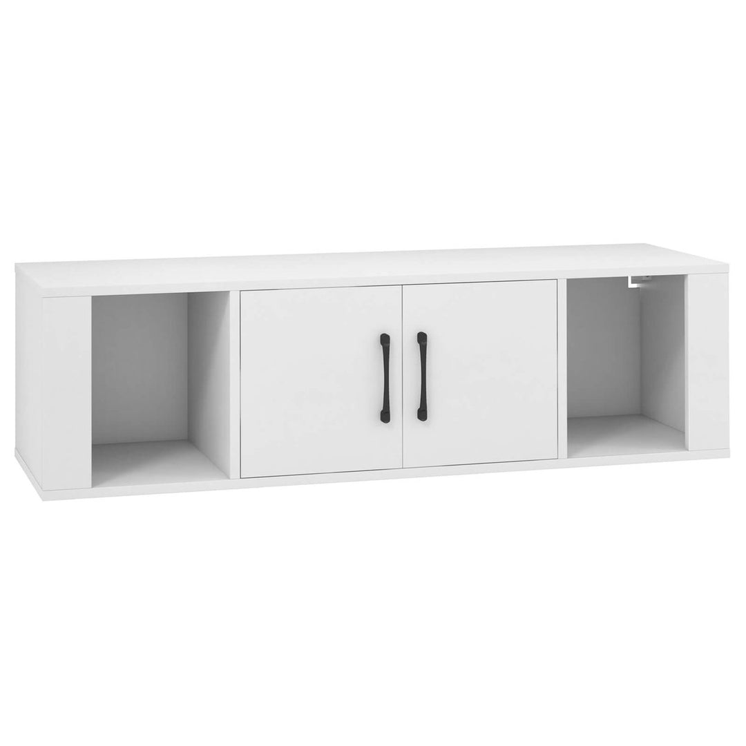 Wall Mounted Floating Media Storage Cabinet Hanging Desk Hutch W/Door White Image 8