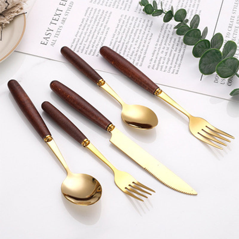 Stainless Steel Cutlery Gift Set Bamboo Wood Image 2