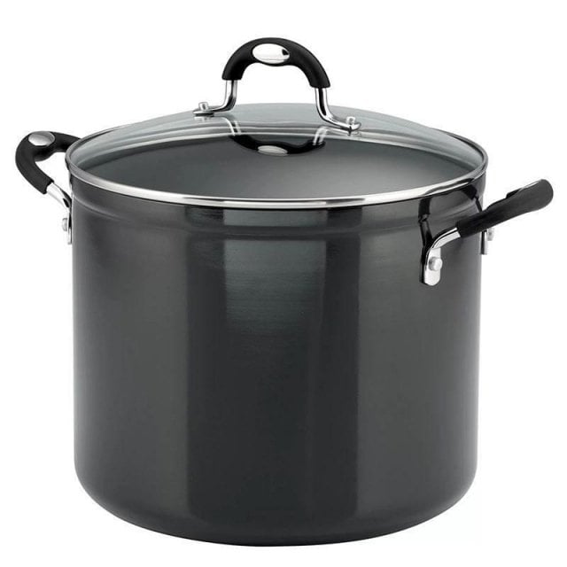 12 Qt Non-Stick Gray Covered Stock Pot Image 1