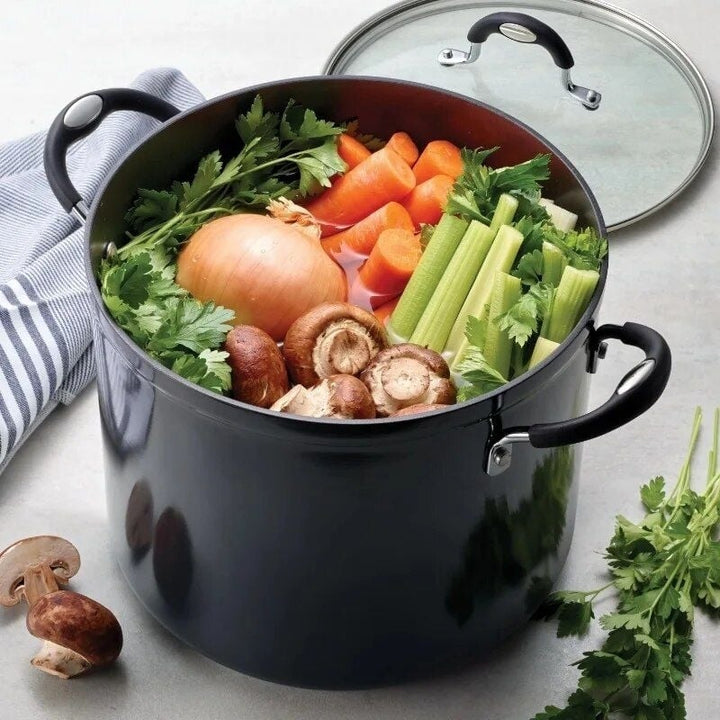 12 Qt Non-Stick Gray Covered Stock Pot Image 2