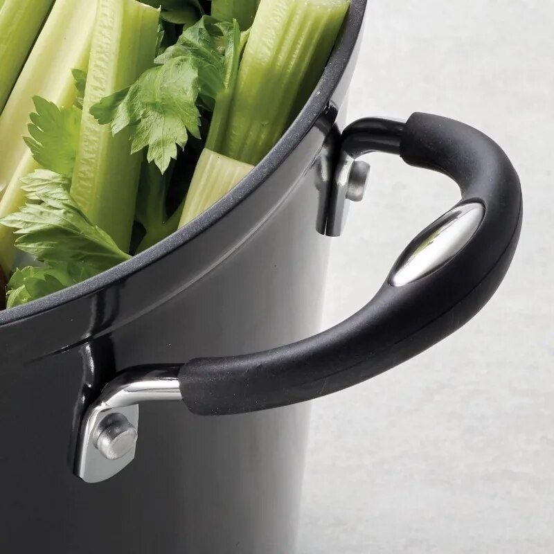 12 Qt Non-Stick Gray Covered Stock Pot Image 3