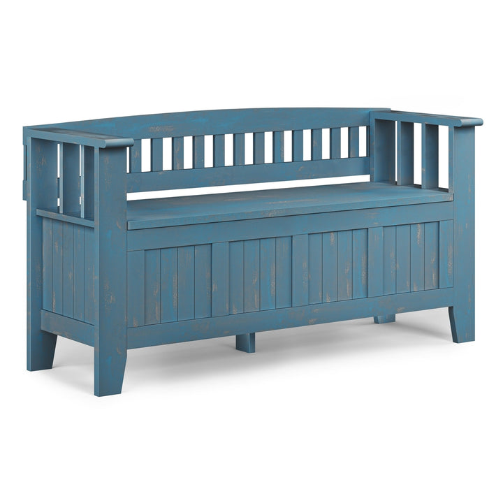 Acadian Entryway Storage Bench Solid Wood 48in Lift Top Rustic Furniture Image 7