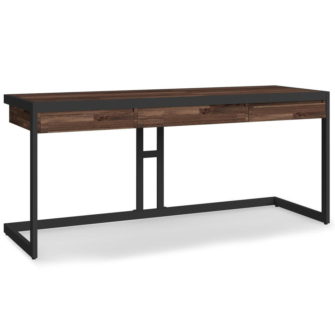 Erina Large Acacia Desk with Metal Frame Industrial Office Furniture 72x24 Image 1