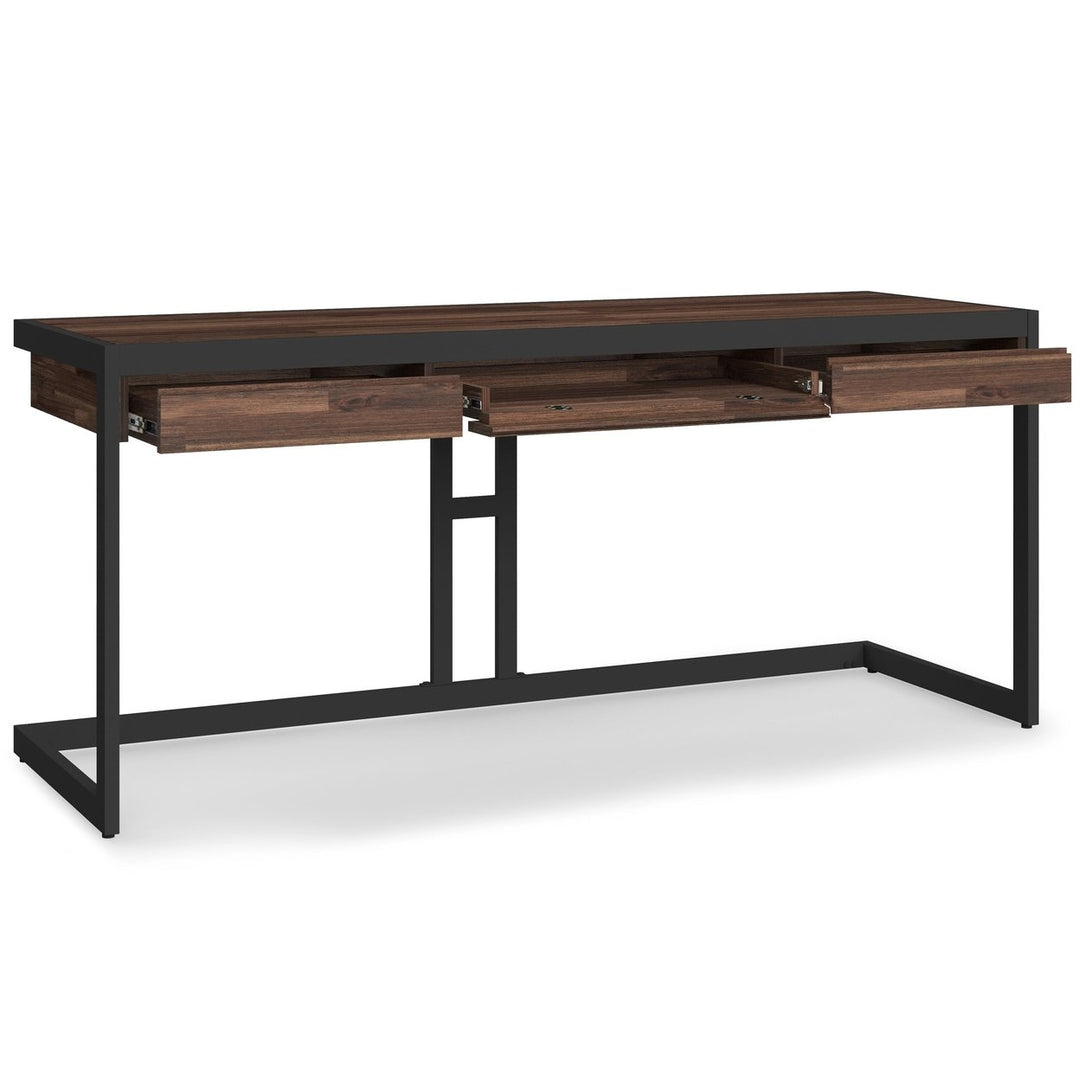 Erina Large Acacia Desk with Metal Frame Industrial Office Furniture 72x24 Image 3