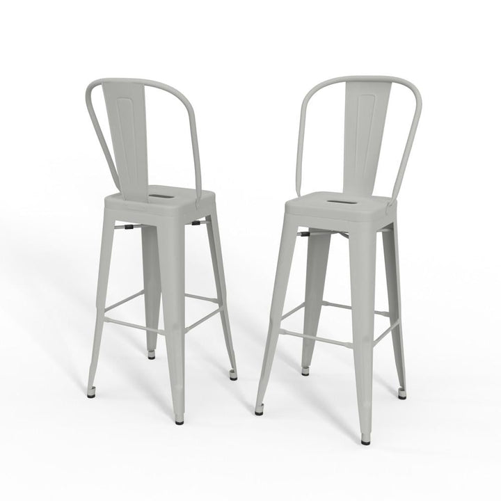 Fletcher 30 inch Metal Bar Stool Set of 2 Black Industrial Counter Chairs Image 1