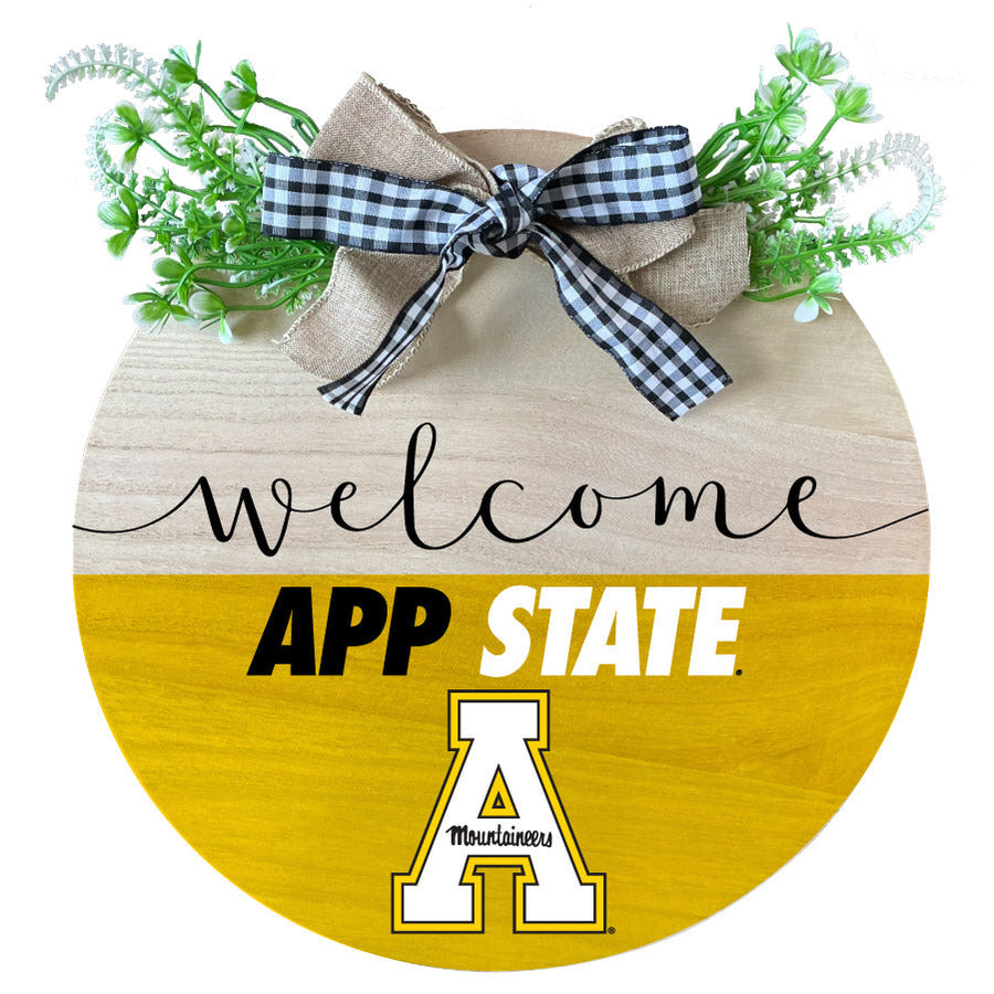 Appalachian State Wooden Wreath Welcome Sign Officially Licensed Collegiate Product Image 1