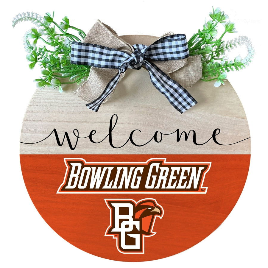 Bowling Green Falcons Wooden Wreath Welcome Sign Officially Licensed Collegiate Product Image 1