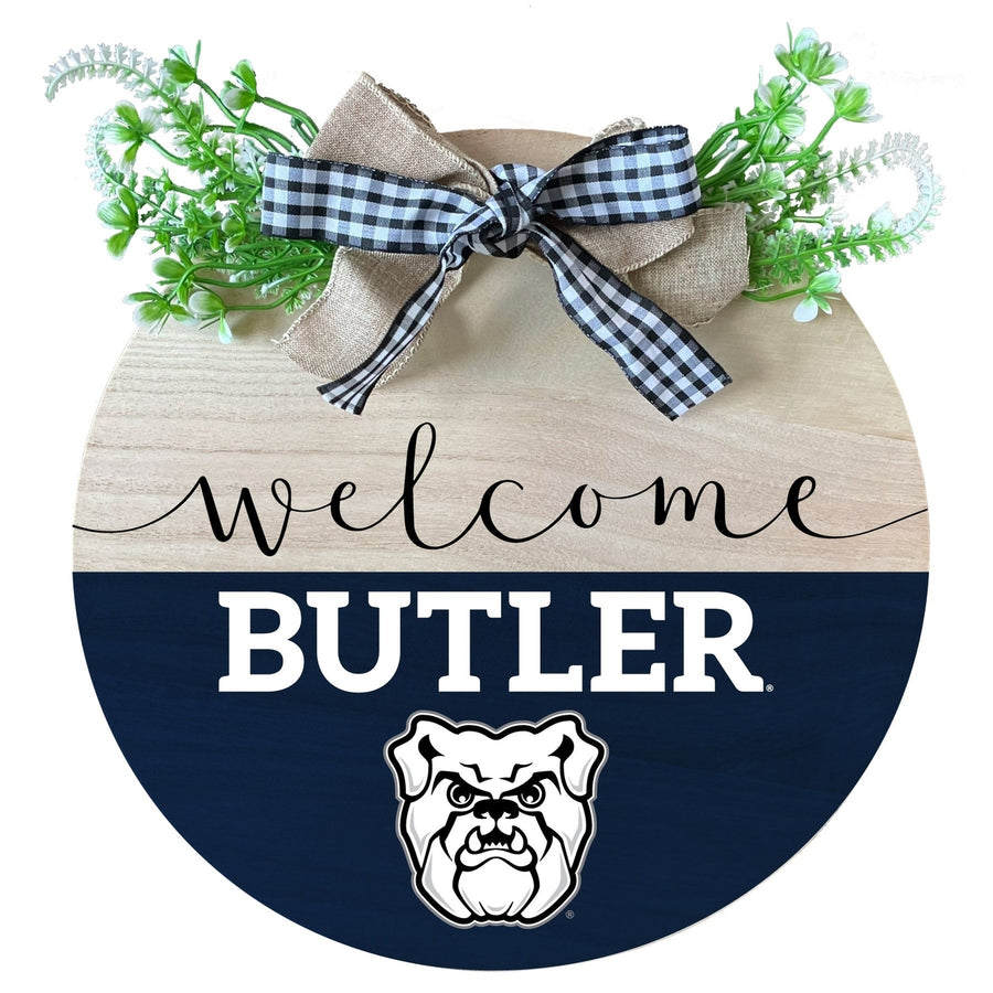 Butler Bulldogs Wooden Wreath Welcome Sign Officially Licensed Collegiate Product Image 1