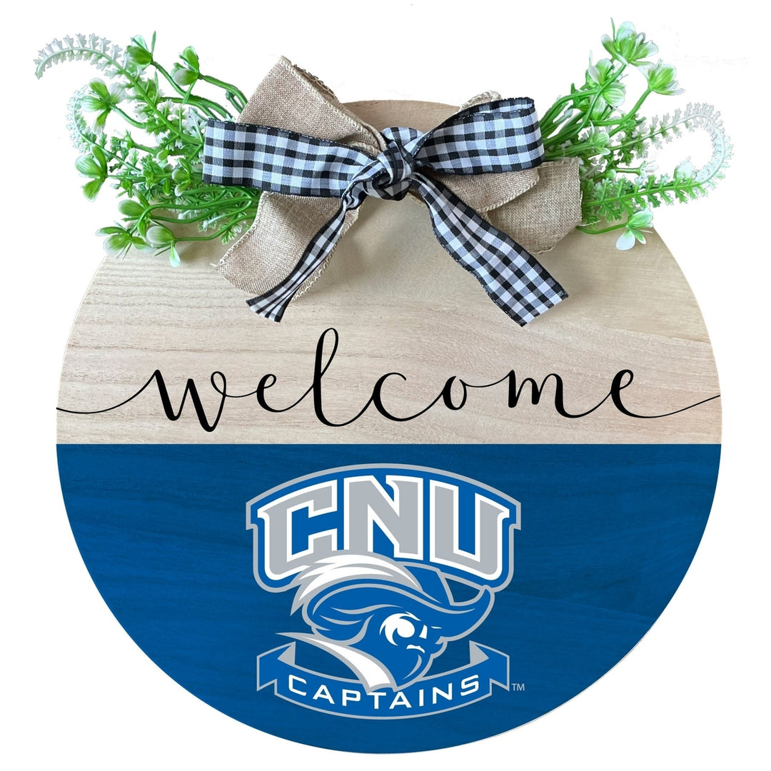 Christopher Newport Captains Wooden Wreath Welcome Sign Officially Licensed Collegiate Product Image 1