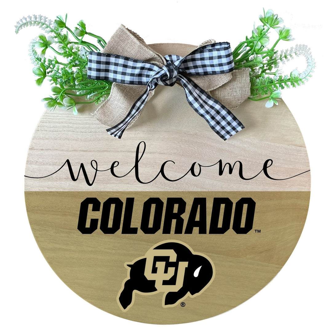 Colorado Buffaloes Wooden Wreath Welcome Sign Officially Licensed Collegiate Product Image 1