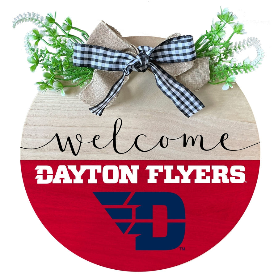 Dayton Flyers Wooden Wreath Welcome Sign Officially Licensed Collegiate Product Image 1