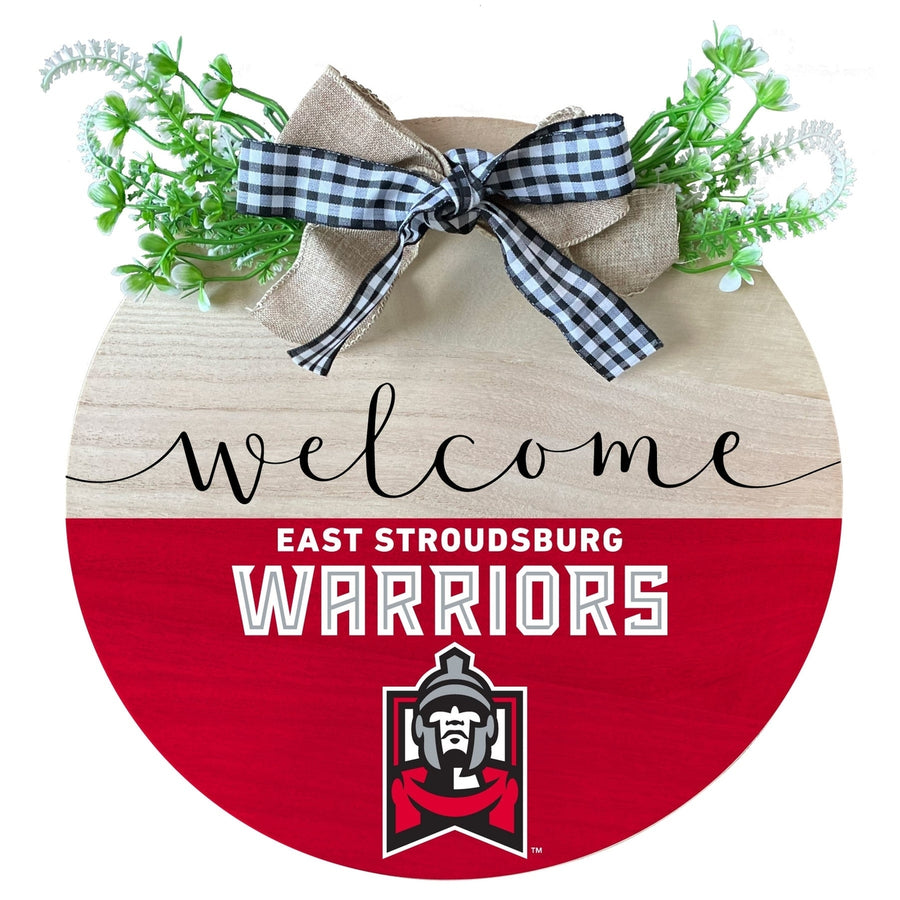 East Stroudsburg University Wooden Wreath Welcome Sign Officially Licensed Collegiate Product Image 1