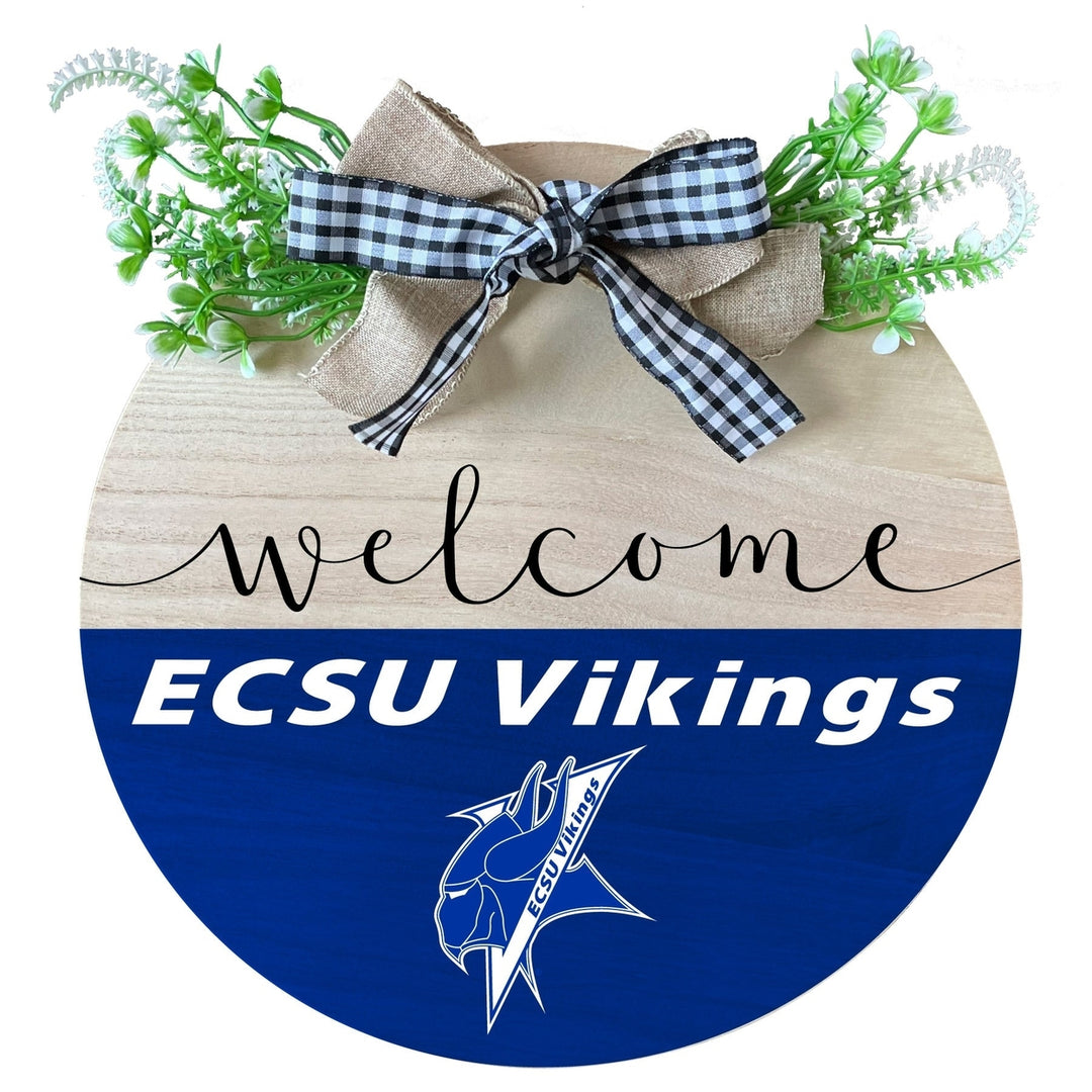 Elizabeth City State University Wooden Wreath Welcome Sign Officially Licensed Collegiate Product Image 1